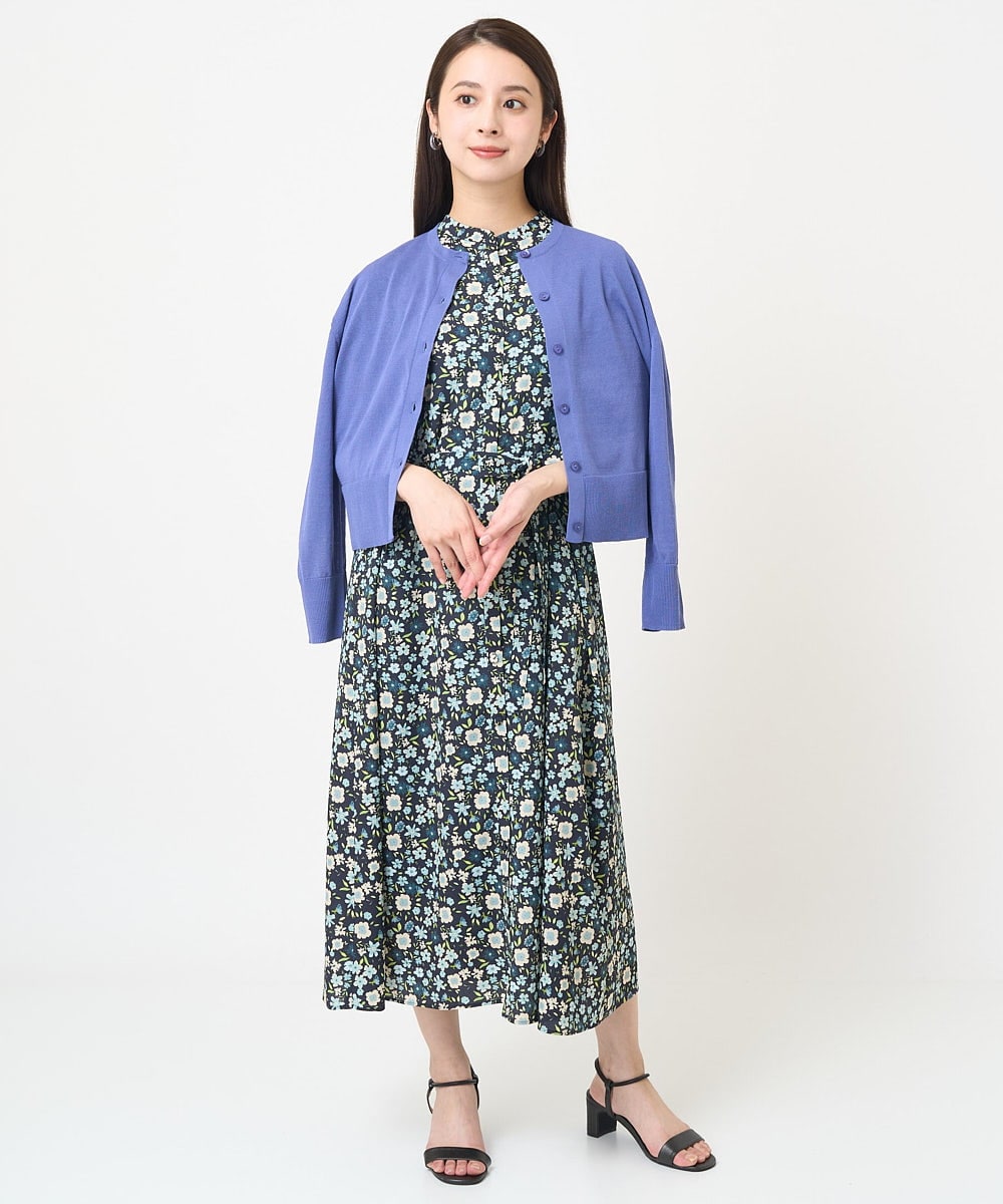 F6EGV46390 MICHEL KLEIN(小さいサイズ)(メゾン ドゥ サンク) [小さいサイズ]フラワープリント3WAYワンピース(オリジナルプリント) ネイビー系(57)