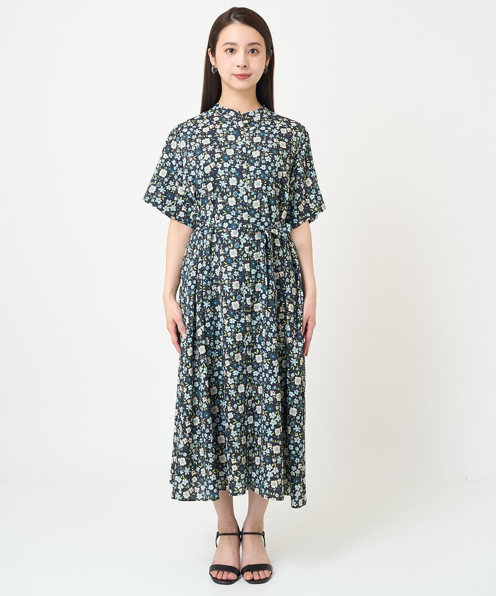 F6EGV46390 MICHEL KLEIN(小さいサイズ)(メゾン ドゥ サンク) [小さいサイズ]フラワープリント3WAYワンピース(オリジナルプリント) ネイビー系(57)