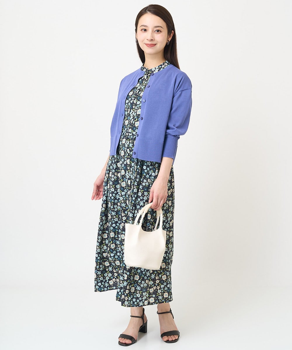 F6EGV46390 MICHEL KLEIN(小さいサイズ)(メゾン ドゥ サンク) [小さいサイズ]フラワープリント3WAYワンピース(オリジナルプリント) ネイビー系(57)
