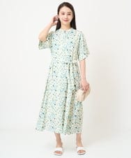 F6EGV46390 MICHEL KLEIN(小さいサイズ)(メゾン ドゥ サンク) [小さいサイズ]フラワープリント3WAYワンピース(オリジナルプリント) ネイビー系(57)