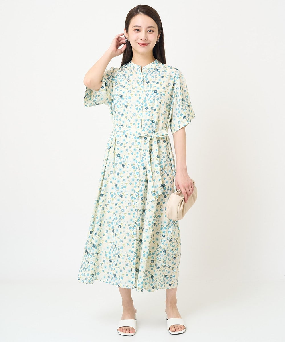 F6EGV46390 MICHEL KLEIN(小さいサイズ)(メゾン ドゥ サンク) [小さいサイズ]フラワープリント3WAYワンピース(オリジナルプリント) ネイビー系(57)