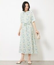 F6EGV46390 MICHEL KLEIN(小さいサイズ)(メゾン ドゥ サンク) [小さいサイズ]フラワープリント3WAYワンピース(オリジナルプリント) ネイビー系(57)