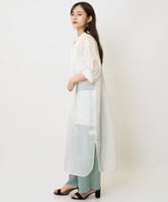 F6EHA05270 MICHEL KLEIN(小さいサイズ)(メゾン ドゥ サンク) [小さいサイズ]シアーシャツワンピース ネイビー
