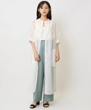 F6EHA05270 MICHEL KLEIN(小さいサイズ)(メゾン ドゥ サンク) [小さいサイズ]シアーシャツワンピース ネイビー