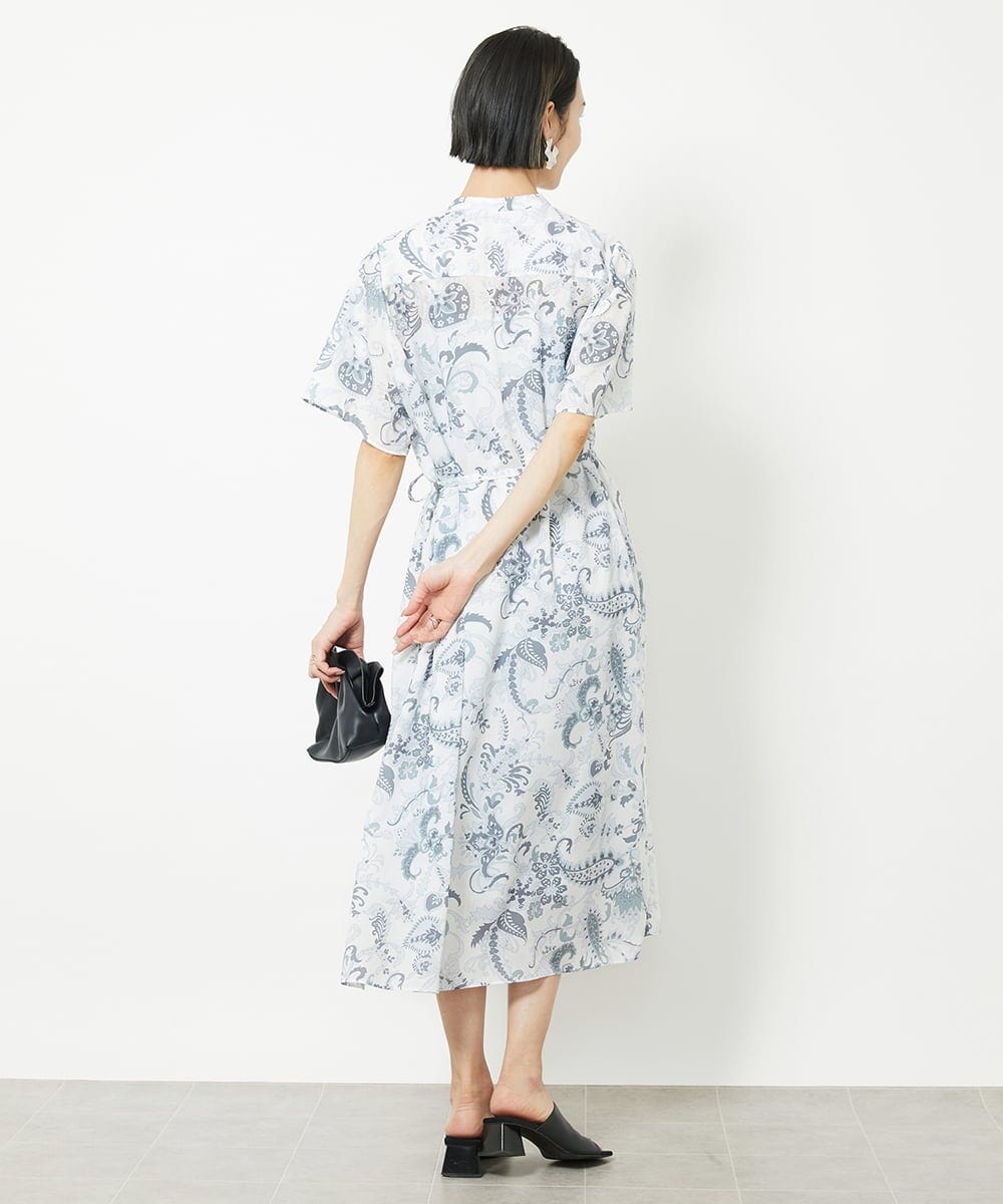 F6EHV50330 MICHEL KLEIN(小さいサイズ)(メゾン ドゥ サンク) [小さいサイズ]ペイズリープリント3WAYワンピース ホワイト系(50)