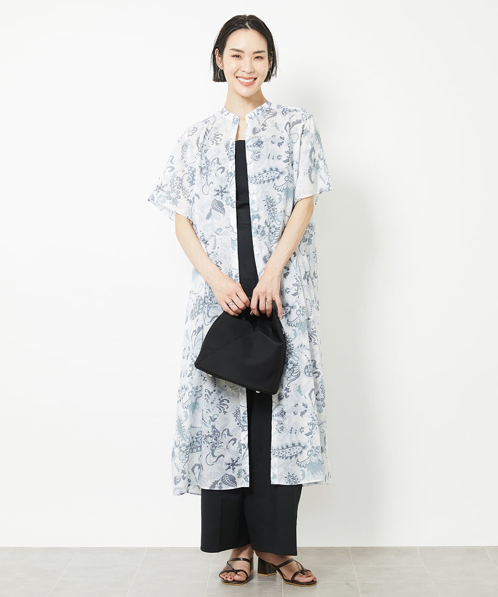 F6EHV50330 MICHEL KLEIN(小さいサイズ)(メゾン ドゥ サンク) [小さいサイズ]ペイズリープリント3WAYワンピース ホワイト系(50)