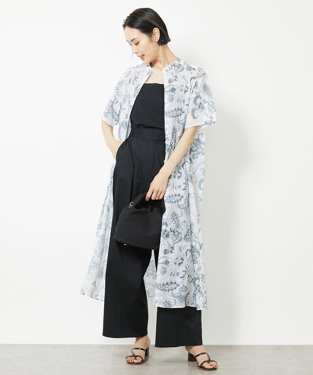 F6EHV50330 MICHEL KLEIN(小さいサイズ)(メゾン ドゥ サンク) [小さいサイズ]ペイズリープリント3WAYワンピース ホワイト系(50)