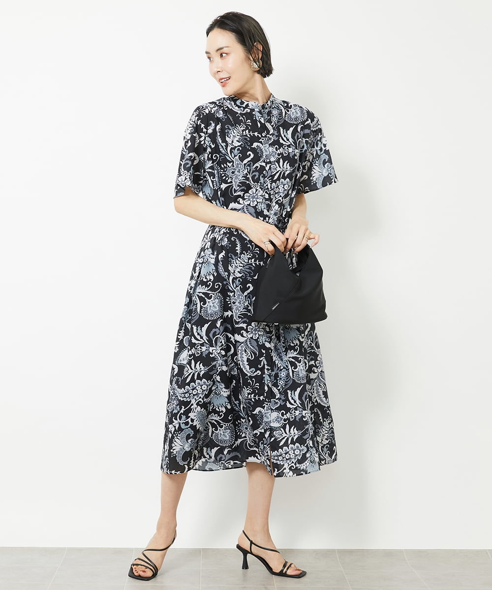 F6EHV50330 MICHEL KLEIN(小さいサイズ)(メゾン ドゥ サンク) [小さいサイズ]ペイズリープリント3WAYワンピース ホワイト系(50)