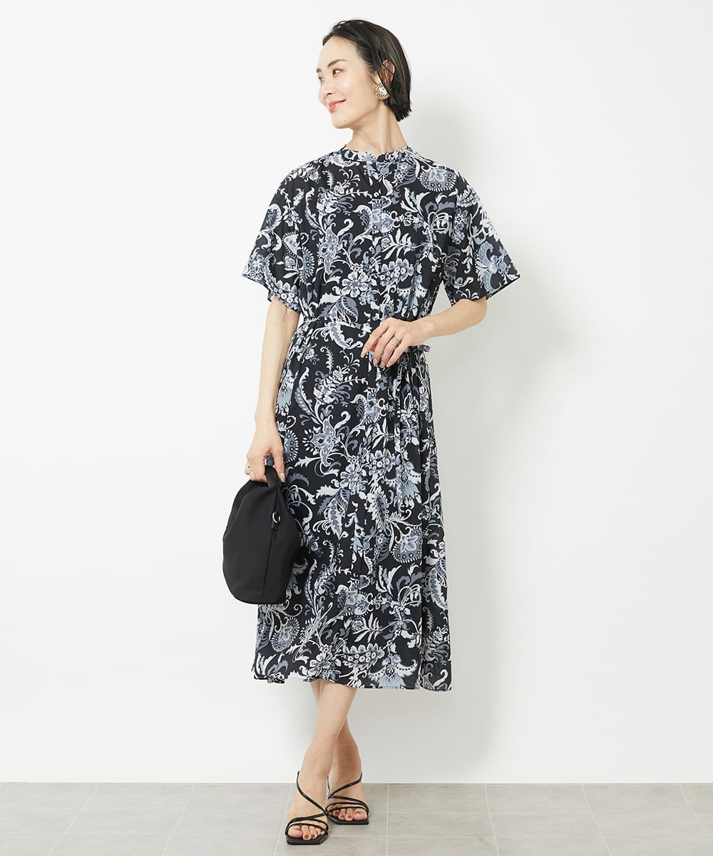 F6EHV50330 MICHEL KLEIN(小さいサイズ)(メゾン ドゥ サンク) [小さいサイズ]ペイズリープリント3WAYワンピース ホワイト系(50)