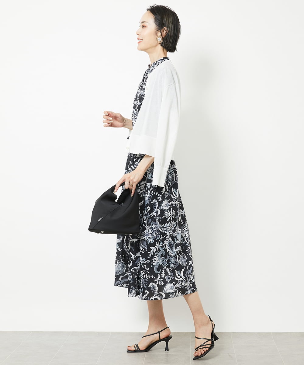 F6EHV50330 MICHEL KLEIN(小さいサイズ)(メゾン ドゥ サンク) [小さいサイズ]ペイズリープリント3WAYワンピース ホワイト系(50)