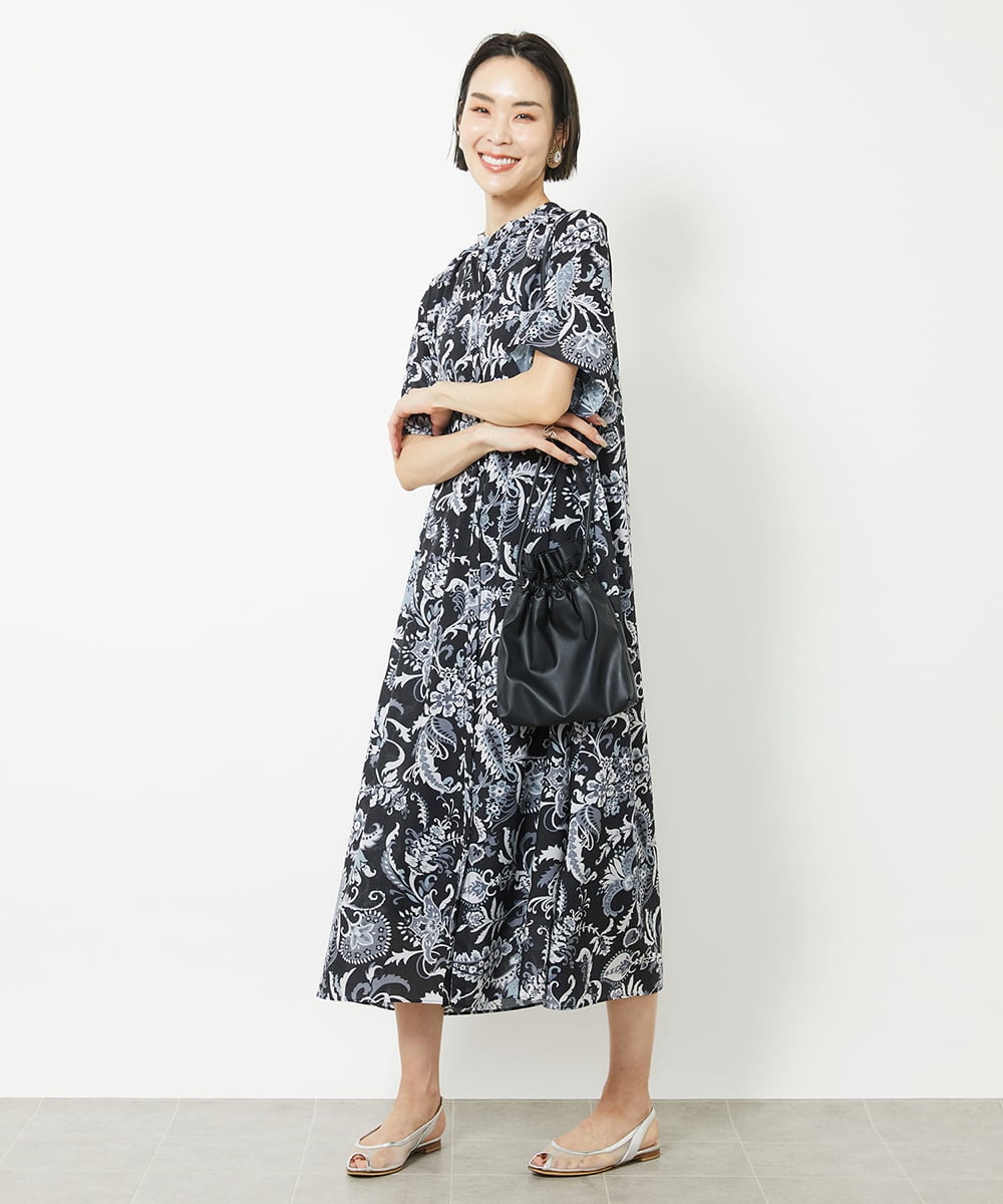F6EHV50330 MICHEL KLEIN(小さいサイズ)(メゾン ドゥ サンク) [小さいサイズ]ペイズリープリント3WAYワンピース ホワイト系(50)