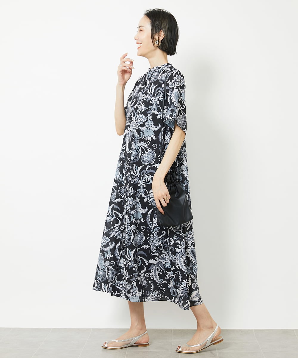 F6EHV50330 MICHEL KLEIN(小さいサイズ)(メゾン ドゥ サンク) [小さいサイズ]ペイズリープリント3WAYワンピース ホワイト系(50)