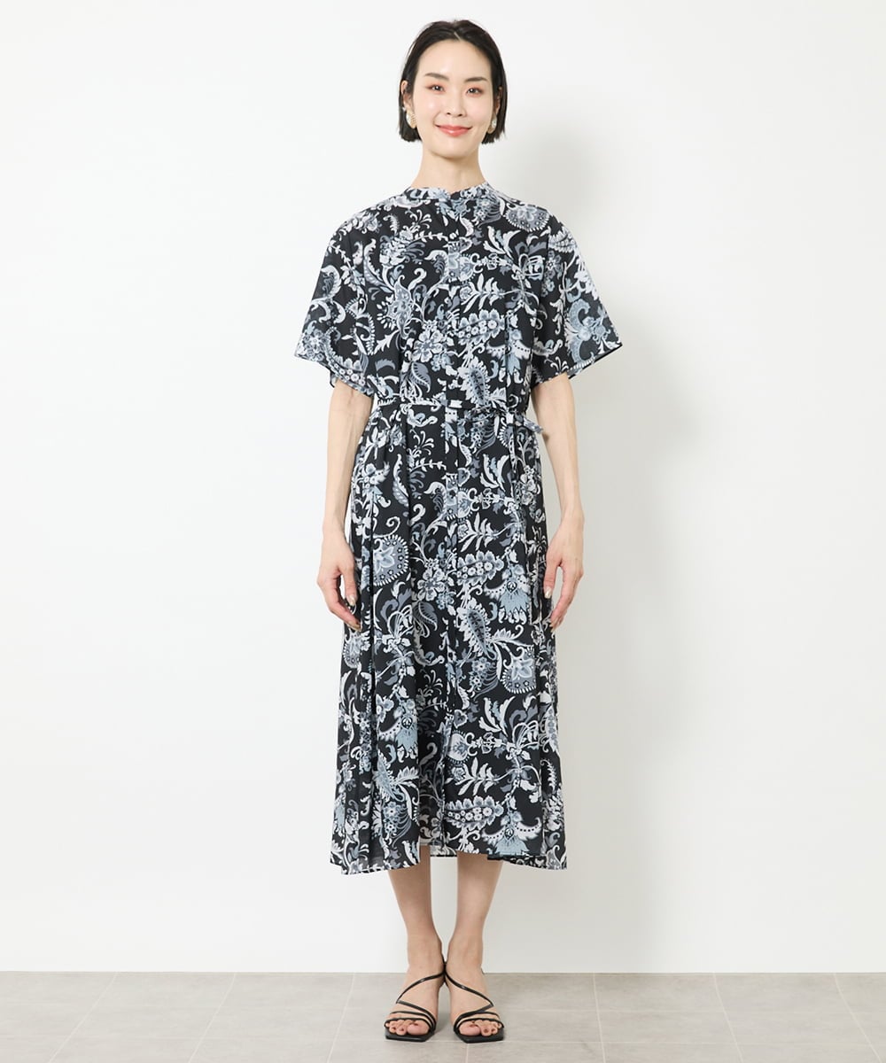 F6EHV50330 MICHEL KLEIN(小さいサイズ)(メゾン ドゥ サンク) [小さいサイズ]ペイズリープリント3WAYワンピース ホワイト系(50)