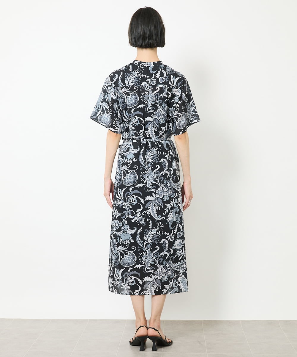F6EHV50330 MICHEL KLEIN(小さいサイズ)(メゾン ドゥ サンク) [小さいサイズ]ペイズリープリント3WAYワンピース ホワイト系(50)