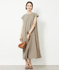 F6EHV53290 MICHEL KLEIN(小さいサイズ)(メゾン ドゥ サンク) [小さいサイズ]ドライタッチリネンライクワンピース モカ(87)