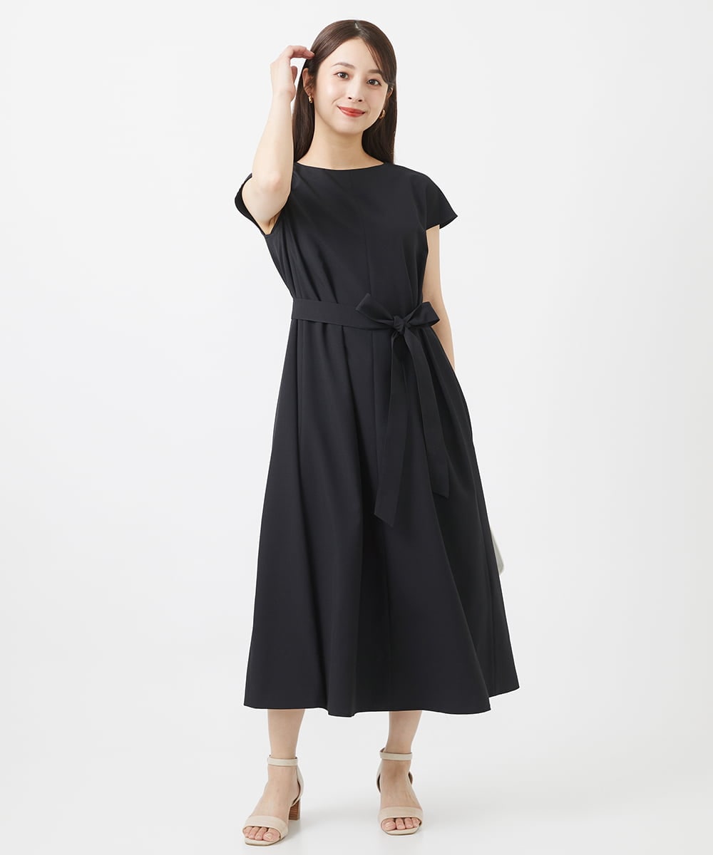 F6EHV53290 MICHEL KLEIN(小さいサイズ)(メゾン ドゥ サンク) [小さいサイズ]ドライタッチリネンライクワンピース モカ(87)