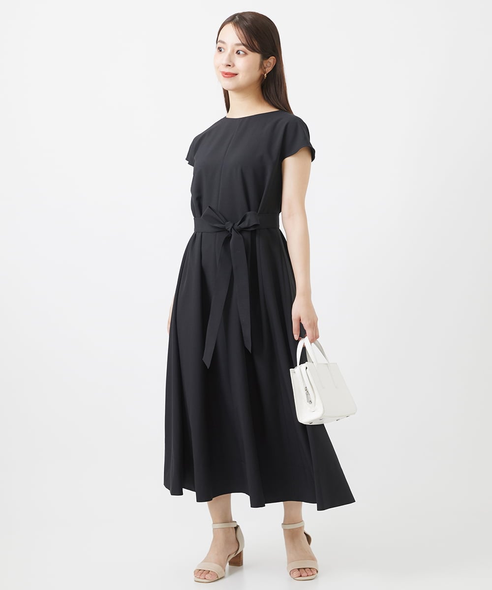 F6EHV53290 MICHEL KLEIN(小さいサイズ)(メゾン ドゥ サンク) [小さいサイズ]ドライタッチリネンライクワンピース モカ(87)