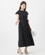 F6EHV53290 MICHEL KLEIN(小さいサイズ)(メゾン ドゥ サンク) [小さいサイズ]ドライタッチリネンライクワンピース モカ(87)