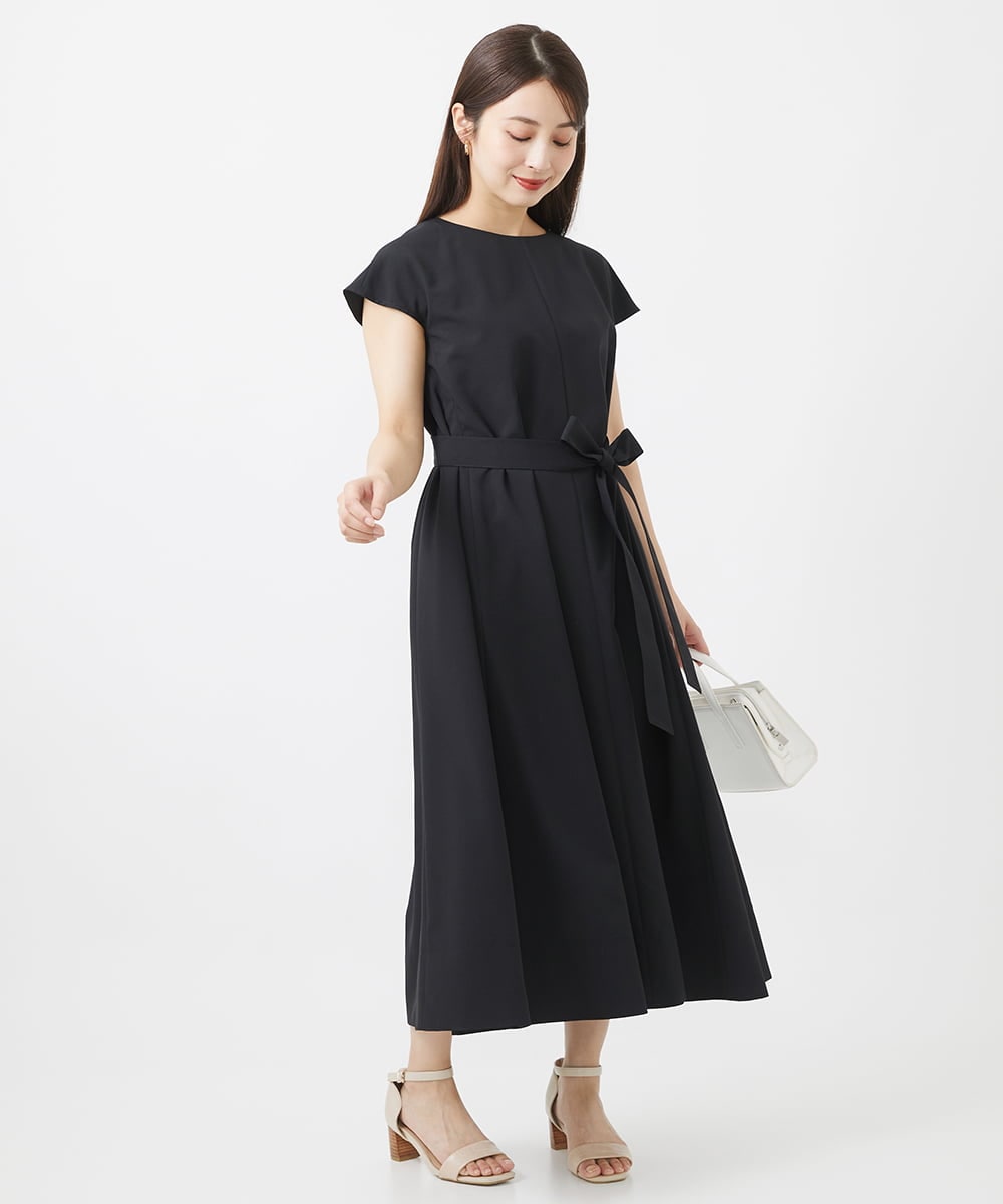 F6EHV53290 MICHEL KLEIN(小さいサイズ)(メゾン ドゥ サンク) [小さいサイズ]ドライタッチリネンライクワンピース モカ(87)