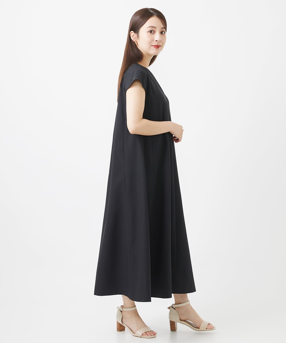 F6EHV53290 MICHEL KLEIN(小さいサイズ)(メゾン ドゥ サンク) [小さいサイズ]ドライタッチリネンライクワンピース モカ(87)