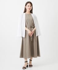 F6EHV53290 MICHEL KLEIN(小さいサイズ)(メゾン ドゥ サンク) [小さいサイズ]ドライタッチリネンライクワンピース モカ(87)