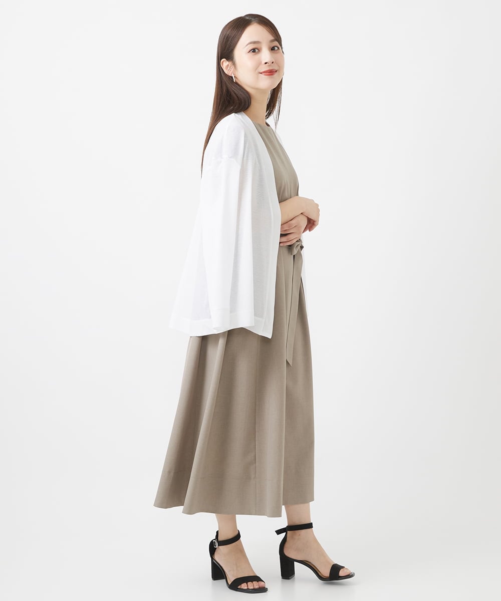 F6EHV53290 MICHEL KLEIN(小さいサイズ)(メゾン ドゥ サンク) [小さいサイズ]ドライタッチリネンライクワンピース モカ(87)