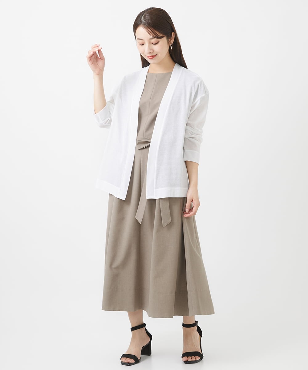 F6EHV53290 MICHEL KLEIN(小さいサイズ)(メゾン ドゥ サンク) [小さいサイズ]ドライタッチリネンライクワンピース モカ(87)