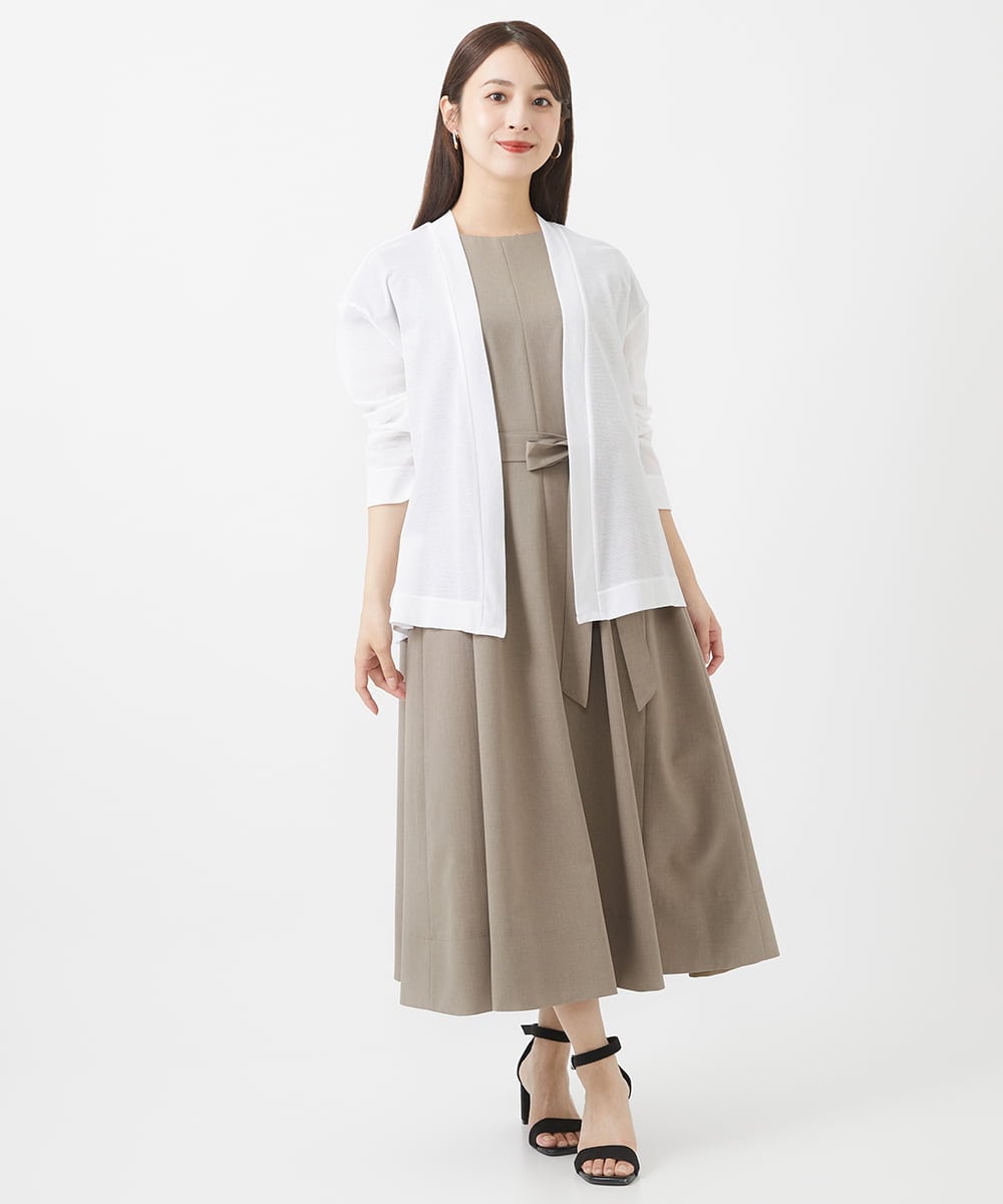 F6EHV53290 MICHEL KLEIN(小さいサイズ)(メゾン ドゥ サンク) [小さいサイズ]ドライタッチリネンライクワンピース モカ(87)