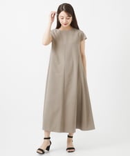F6EHV53290 MICHEL KLEIN(小さいサイズ)(メゾン ドゥ サンク) [小さいサイズ]ドライタッチリネンライクワンピース モカ(87)