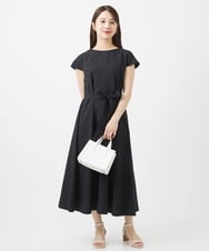 F6EHV53290 MICHEL KLEIN(小さいサイズ)(メゾン ドゥ サンク) [小さいサイズ]ドライタッチリネンライクワンピース モカ(87)