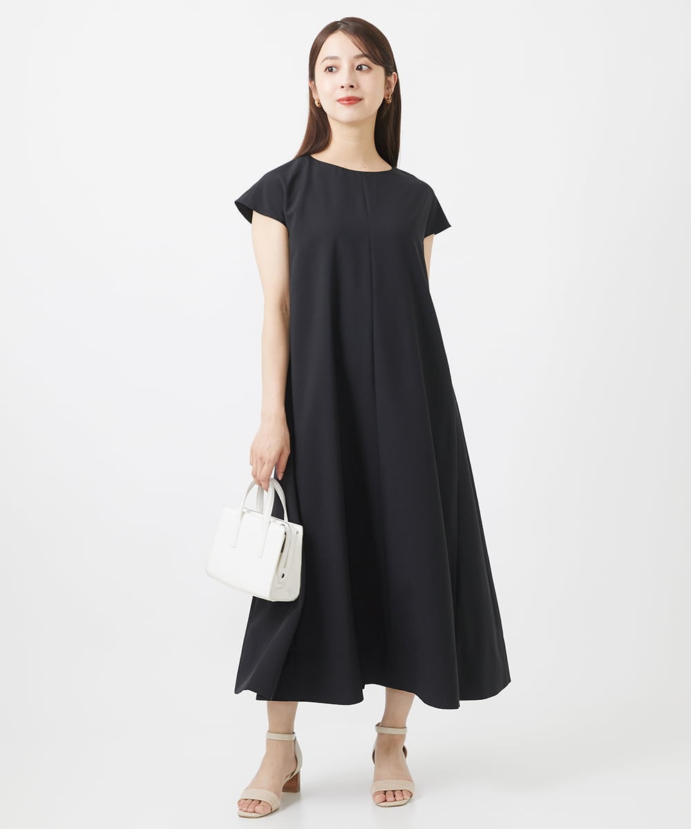 F6EHV53290 MICHEL KLEIN(小さいサイズ)(メゾン ドゥ サンク) [小さいサイズ]ドライタッチリネンライクワンピース モカ(87)