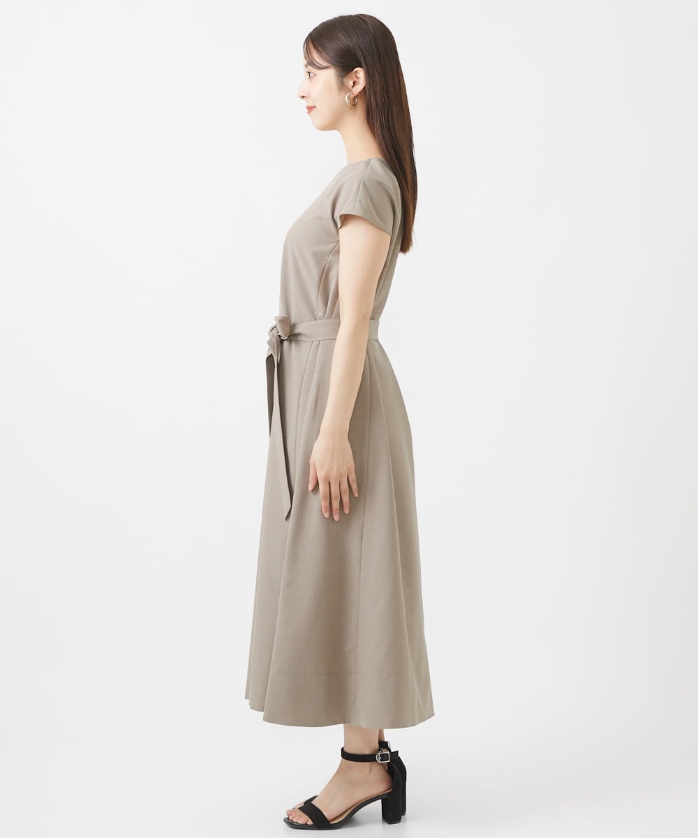 F6EHV53290 MICHEL KLEIN(小さいサイズ)(メゾン ドゥ サンク) [小さいサイズ]ドライタッチリネンライクワンピース モカ(87)