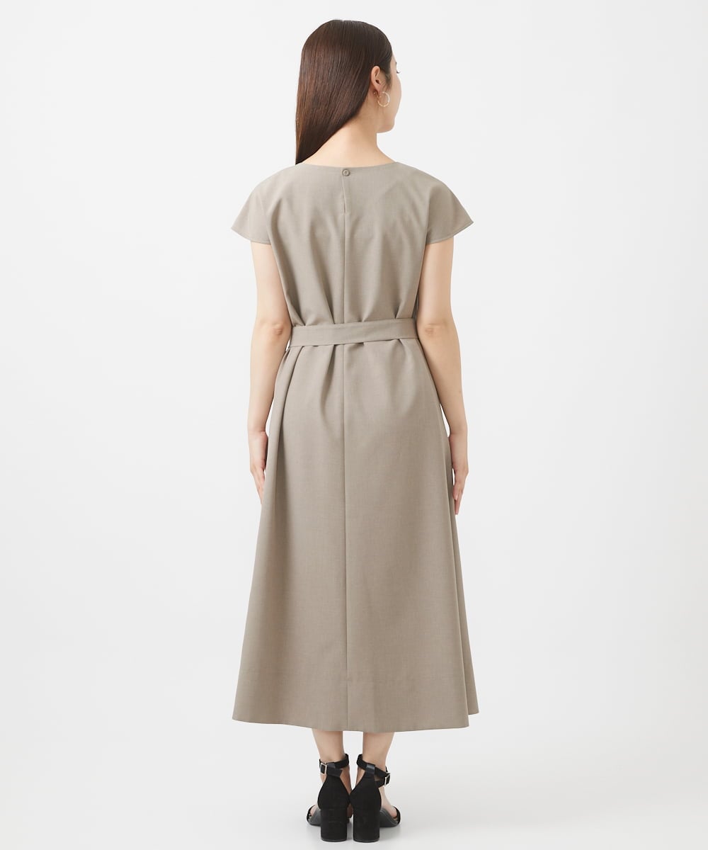 F6EHV53290 MICHEL KLEIN(小さいサイズ)(メゾン ドゥ サンク) [小さいサイズ]ドライタッチリネンライクワンピース モカ(87)