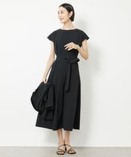 F6EHV53290 MICHEL KLEIN(小さいサイズ)(メゾン ドゥ サンク) [小さいサイズ]ドライタッチリネンライクワンピース ブラック(94)