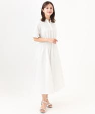 F6EID01370 MICHEL KLEIN(小さいサイズ)(メゾン ドゥ サンク) [小さいサイズ]Vネックフレアワンピース ライトグレー