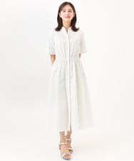 F6EID01370 MICHEL KLEIN(小さいサイズ)(メゾン ドゥ サンク) [小さいサイズ]Vネックフレアワンピース ライトグレー