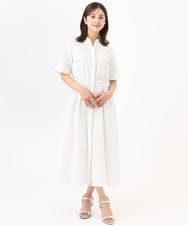 F6EID01370 MICHEL KLEIN(小さいサイズ)(メゾン ドゥ サンク) [小さいサイズ]Vネックフレアワンピース ライトグレー
