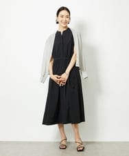F6EJA02270 MICHEL KLEIN(小さいサイズ)(メゾン ドゥ サンク) [小さいサイズ]キーネックギャザーワンピース ブラック