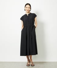 F6EJA02270 MICHEL KLEIN(小さいサイズ)(メゾン ドゥ サンク) [小さいサイズ]キーネックギャザーワンピース ブラック