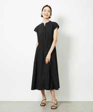F6EJA02270 MICHEL KLEIN(小さいサイズ)(メゾン ドゥ サンク) [小さいサイズ]キーネックギャザーワンピース ブラック