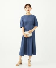 F6EJA04290 MICHEL KLEIN(小さいサイズ)(メゾン ドゥ サンク) ［小さいサイズ］ストレッチカットワンピース ブルー