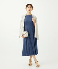 F6EJA04290 MICHEL KLEIN(小さいサイズ)(メゾン ドゥ サンク) ［小さいサイズ］ストレッチカットワンピース ブルー