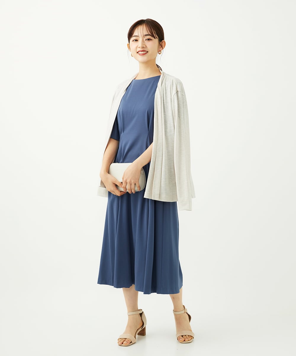 F6EJA04290 MICHEL KLEIN(小さいサイズ)(メゾン ドゥ サンク) ［小さいサイズ］ストレッチカットワンピース ブルー