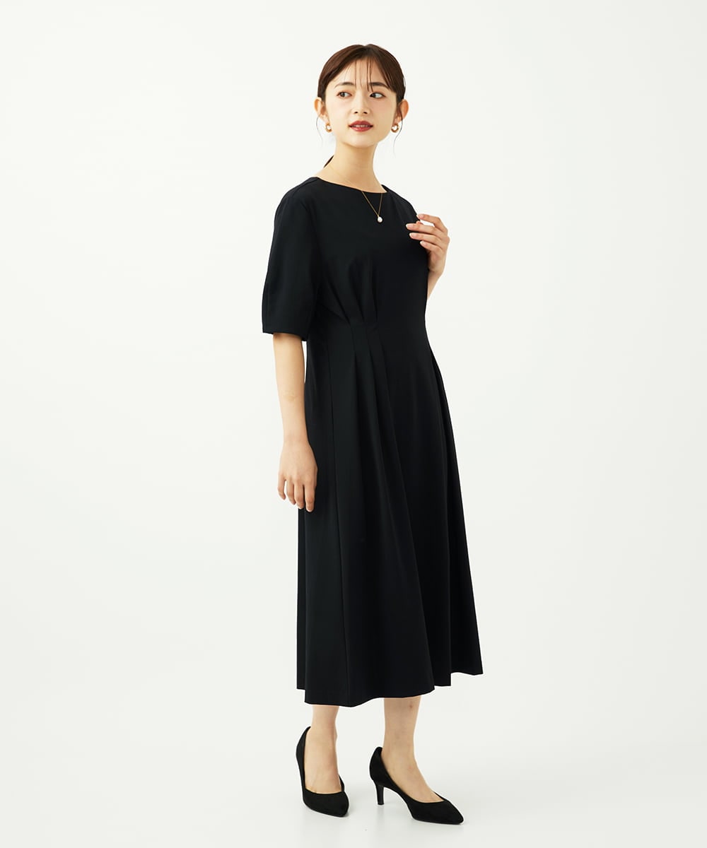 F6EJA04290 MICHEL KLEIN(小さいサイズ)(メゾン ドゥ サンク) ［小さいサイズ］ストレッチカットワンピース ブルー