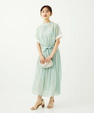 F6EJA10360 MICHEL KLEIN(小さいサイズ)(メゾン ドゥ サンク) ［小さいサイズ］ジオメトリック柄ワンピース グリーン