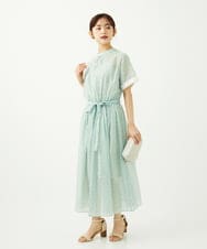F6EJA10360 MICHEL KLEIN(小さいサイズ)(メゾン ドゥ サンク) ［小さいサイズ］ジオメトリック柄ワンピース グリーン
