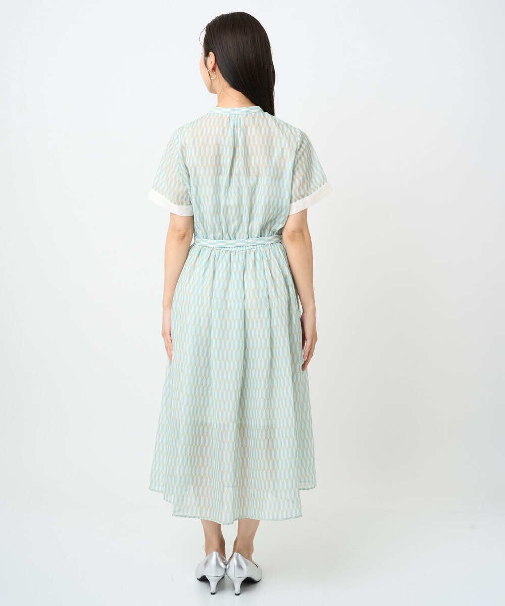 F6EJA10360 MICHEL KLEIN(小さいサイズ)(メゾン ドゥ サンク) ［小さいサイズ］ジオメトリック柄ワンピース グリーン