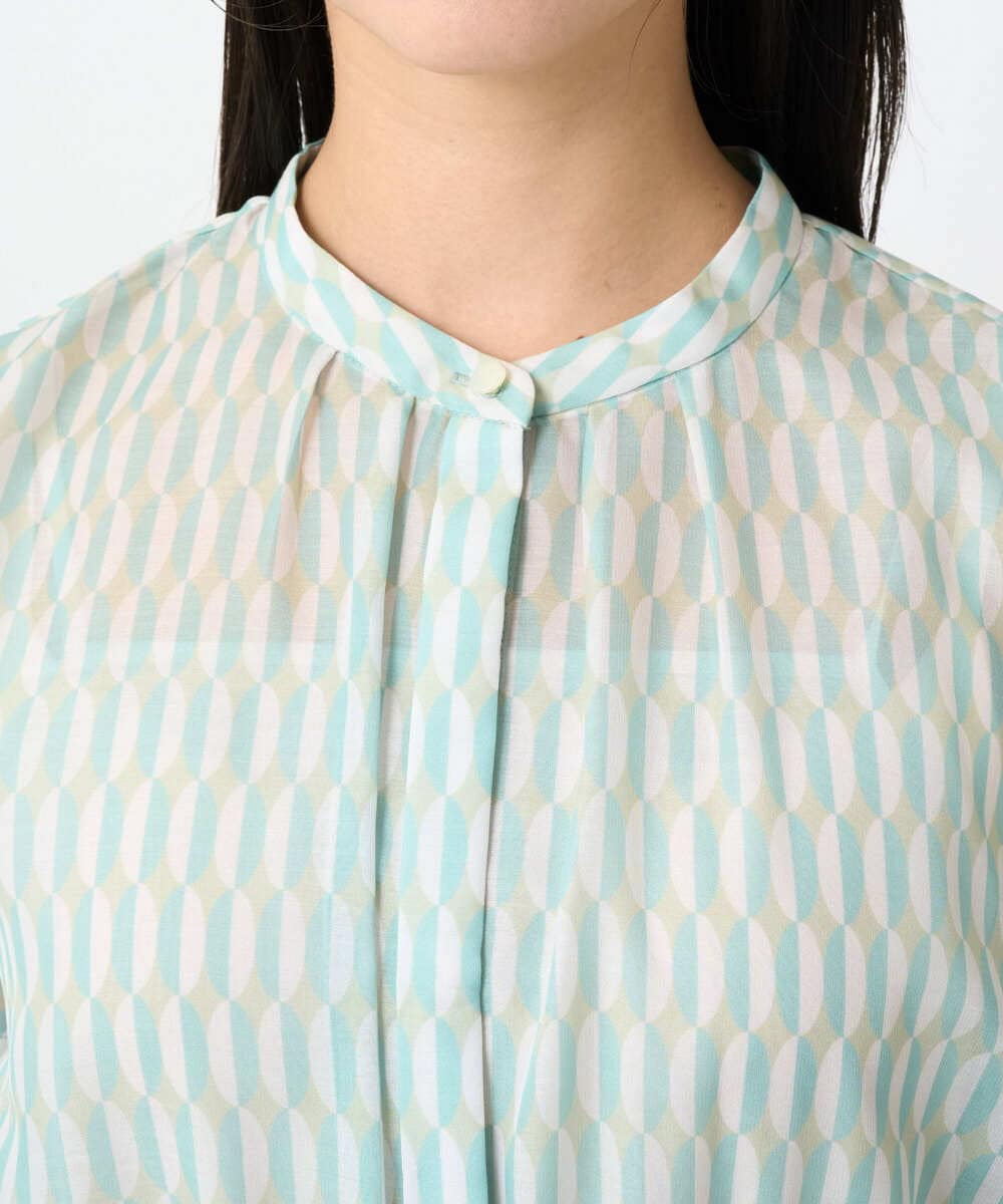 F6EJA10360 MICHEL KLEIN(小さいサイズ)(メゾン ドゥ サンク) ［小さいサイズ］ジオメトリック柄ワンピース グリーン