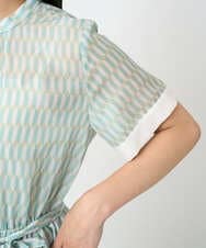 F6EJA10360 MICHEL KLEIN(小さいサイズ)(メゾン ドゥ サンク) ［小さいサイズ］ジオメトリック柄ワンピース グリーン