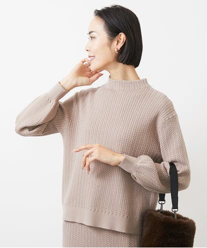 F6FAA02170  [小さいサイズ]ミニケーブルボトルネックプルオーバー